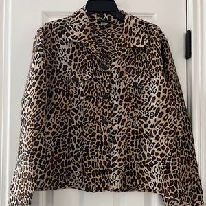 Transitions Women's Animal Print 100% Silk Button Down Top